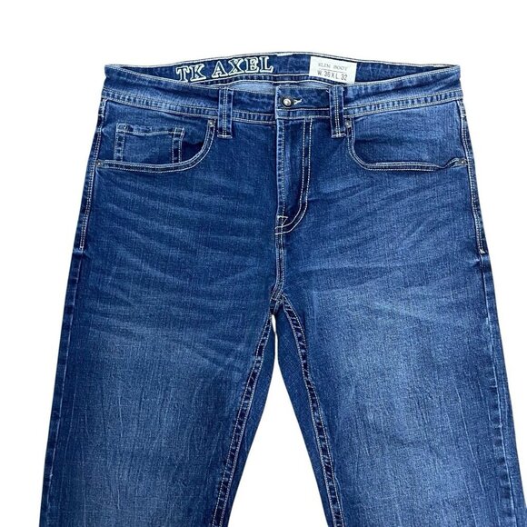 TK Axel Jeans Men's 36x32** Slim Boot Cut Flap Pockets Hartford Conn Blue Denim - Picture 3 of 9